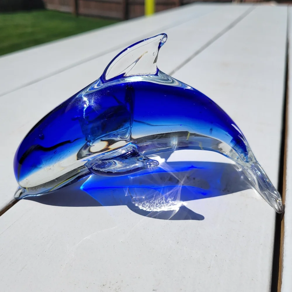 Art Glass Dolphin ~ Arcing Dolphin ~ Decor ~ Paperweight
